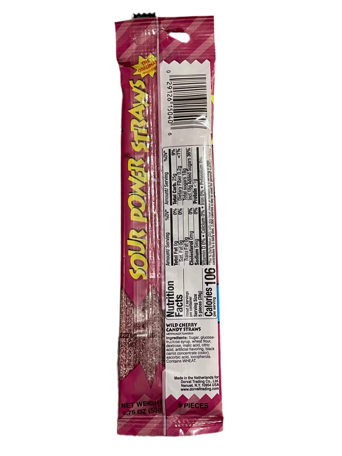 SOUR POWER STRAWS WILD CHERRY 50g