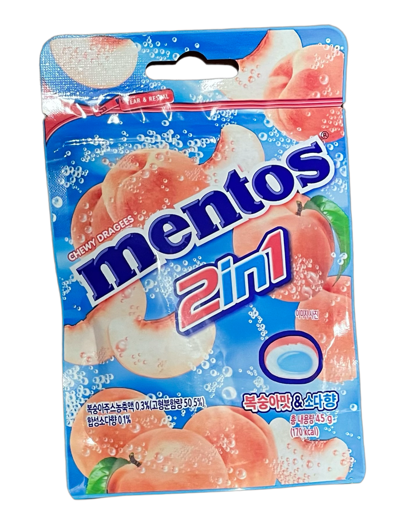 MENTOS 2IN1 PEACH & SODA 45g