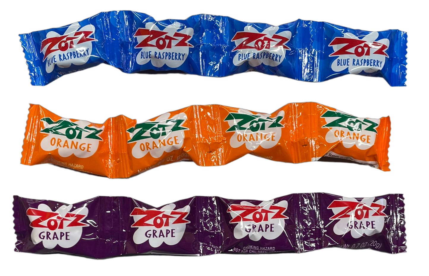 ZOTZ STRINGS BLUE RASP ORANGE GRAPE