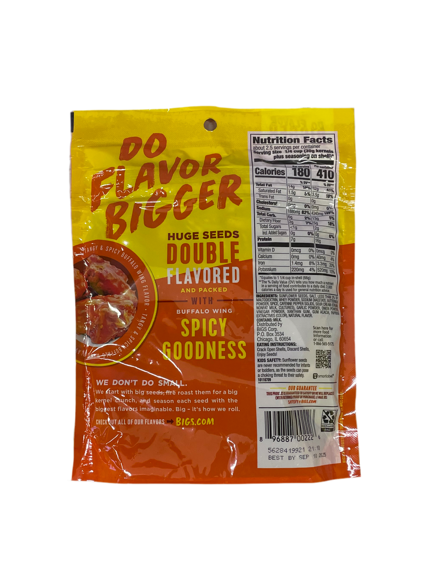 BIGS BUFFALO WINGS SUNFLOWER SEEDS 152g