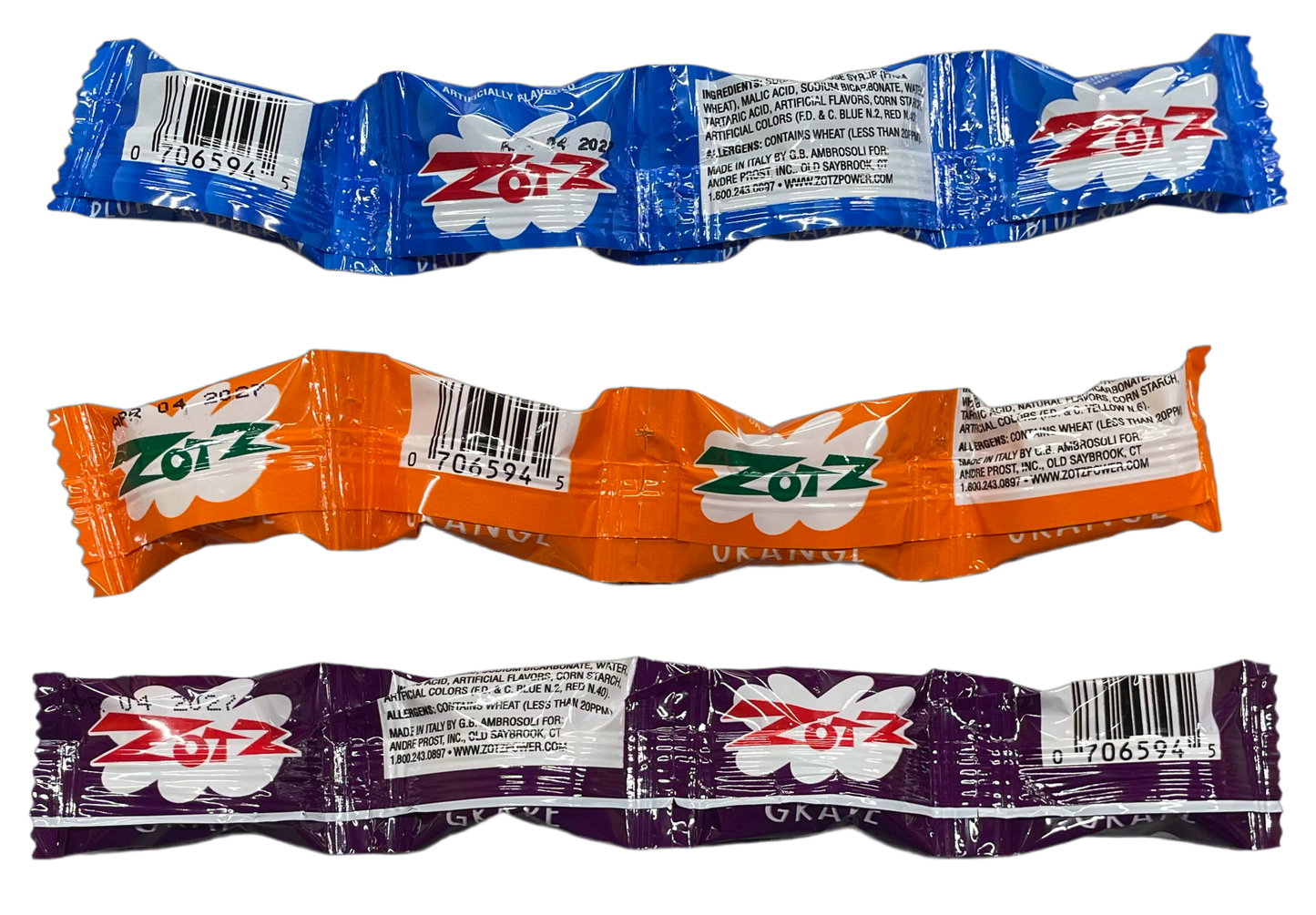 ZOTZ STRINGS BLUE RASP ORANGE GRAPE