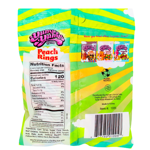 YUMY YUMY PEACH RINGS 128g
