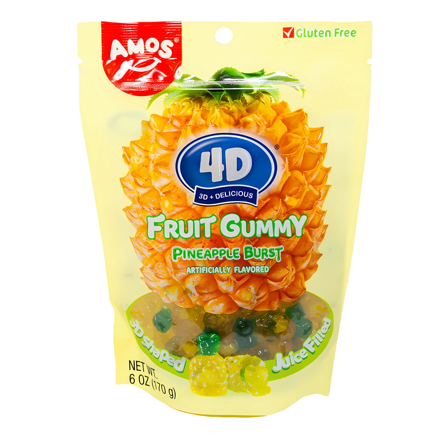 Amos 4D Fruit Gummy Pineapple Burst 170g