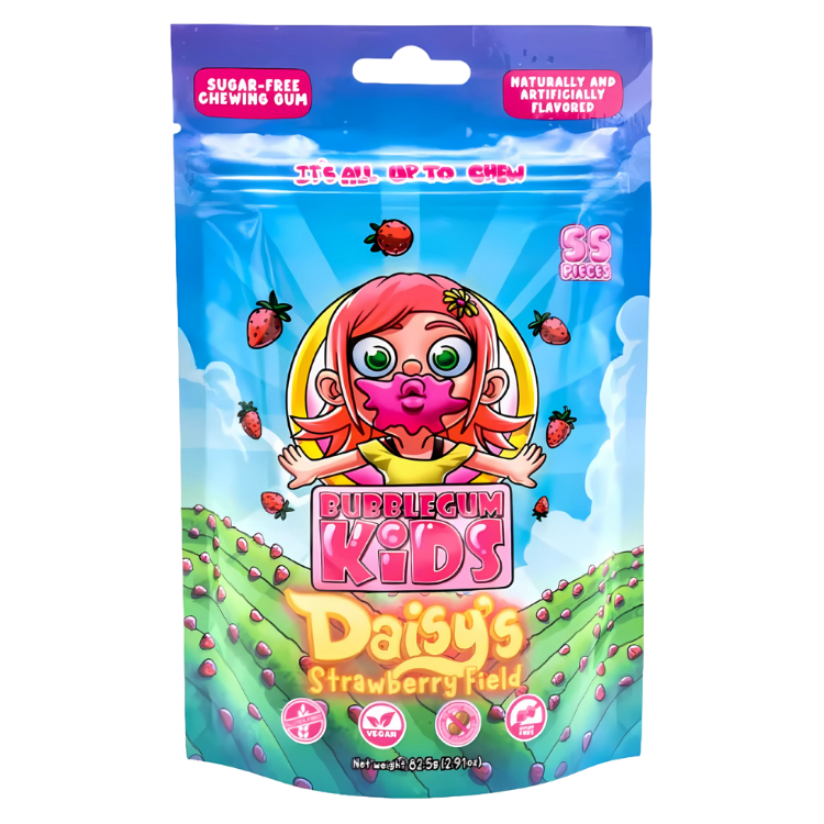 Bubble Gum Kids Daisy's Strawberry Field 82.5g – Gomme balloune à la fraise