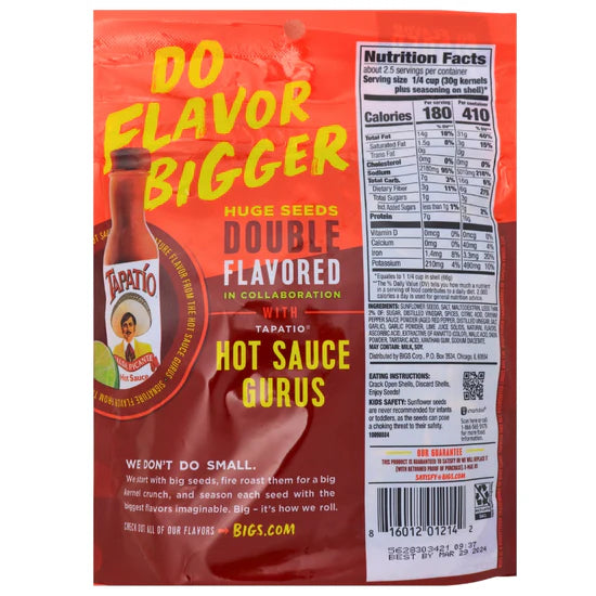 Bigs Tapatio Chile Limon Sunflower Seeds 152g