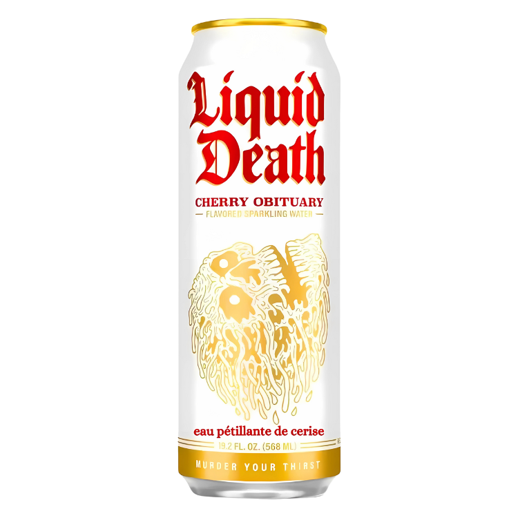 Liquid Death Cherry Obituary 568mL – Eau pétillante à la cerise noire