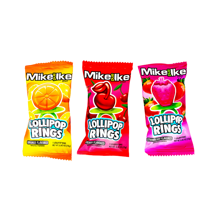 Mike And Ike Lollipop Rings 12g – Sucettes en forme de bague