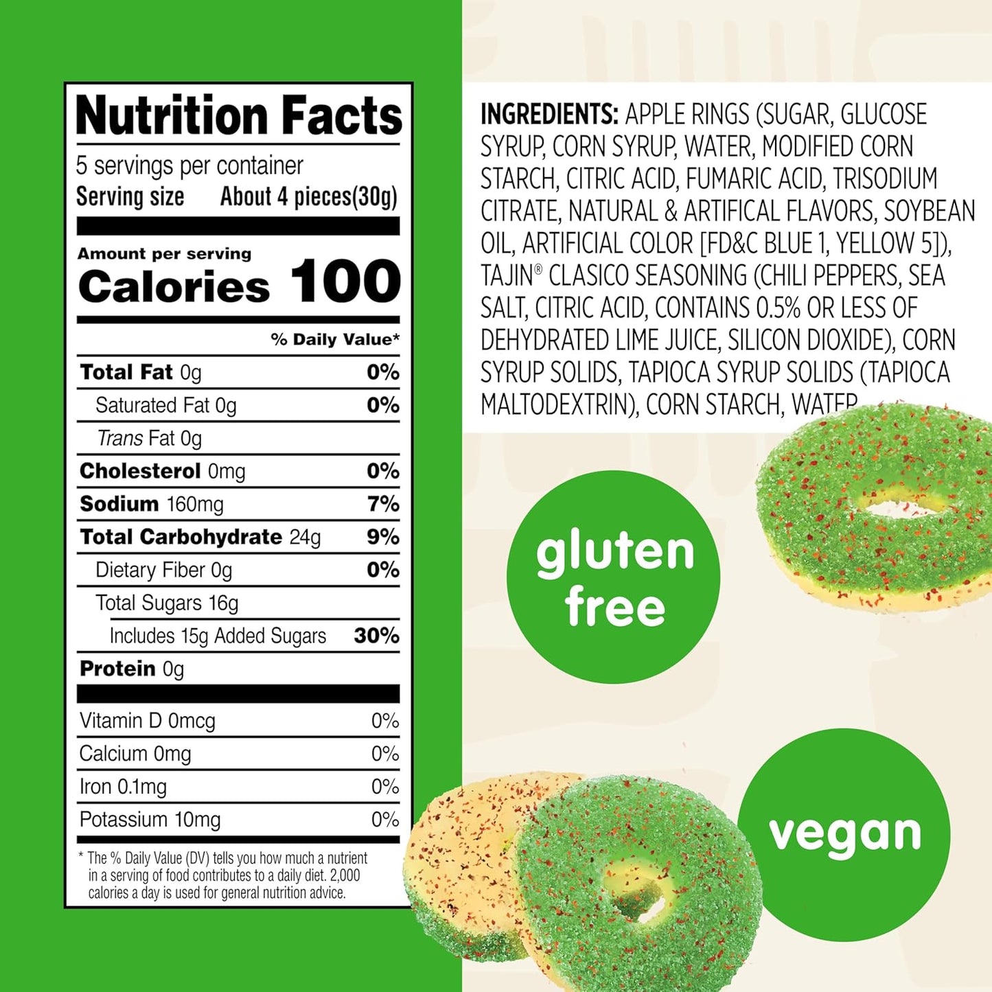 Snak Club Tajin Chili & Lime Apple Rings 71g