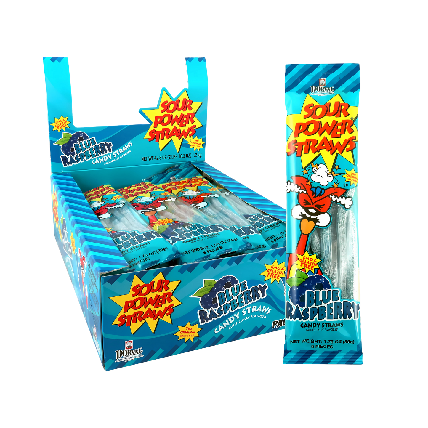 Sour Power Straws Blue Raspberry 50g
