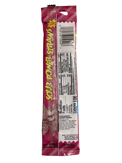 SOUR POWER STRAWS WILD CHERRY 50g