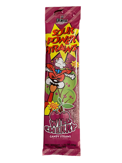 SOUR POWER STRAWS WILD CHERRY 50g