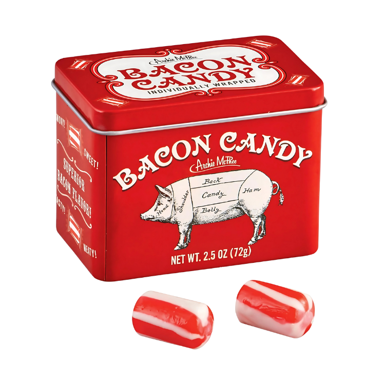 Archie McPhee Bacon Candy 72g – Bonbons durs à la saveur bacon