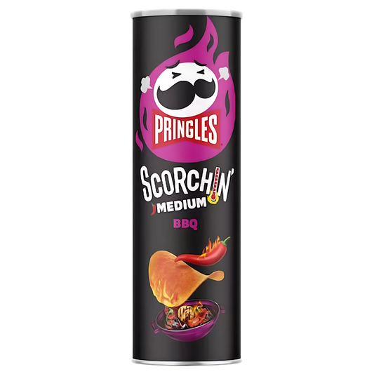 Pringles Scorchin Medium BBQ 158g – Chips épicées barbecue modéré