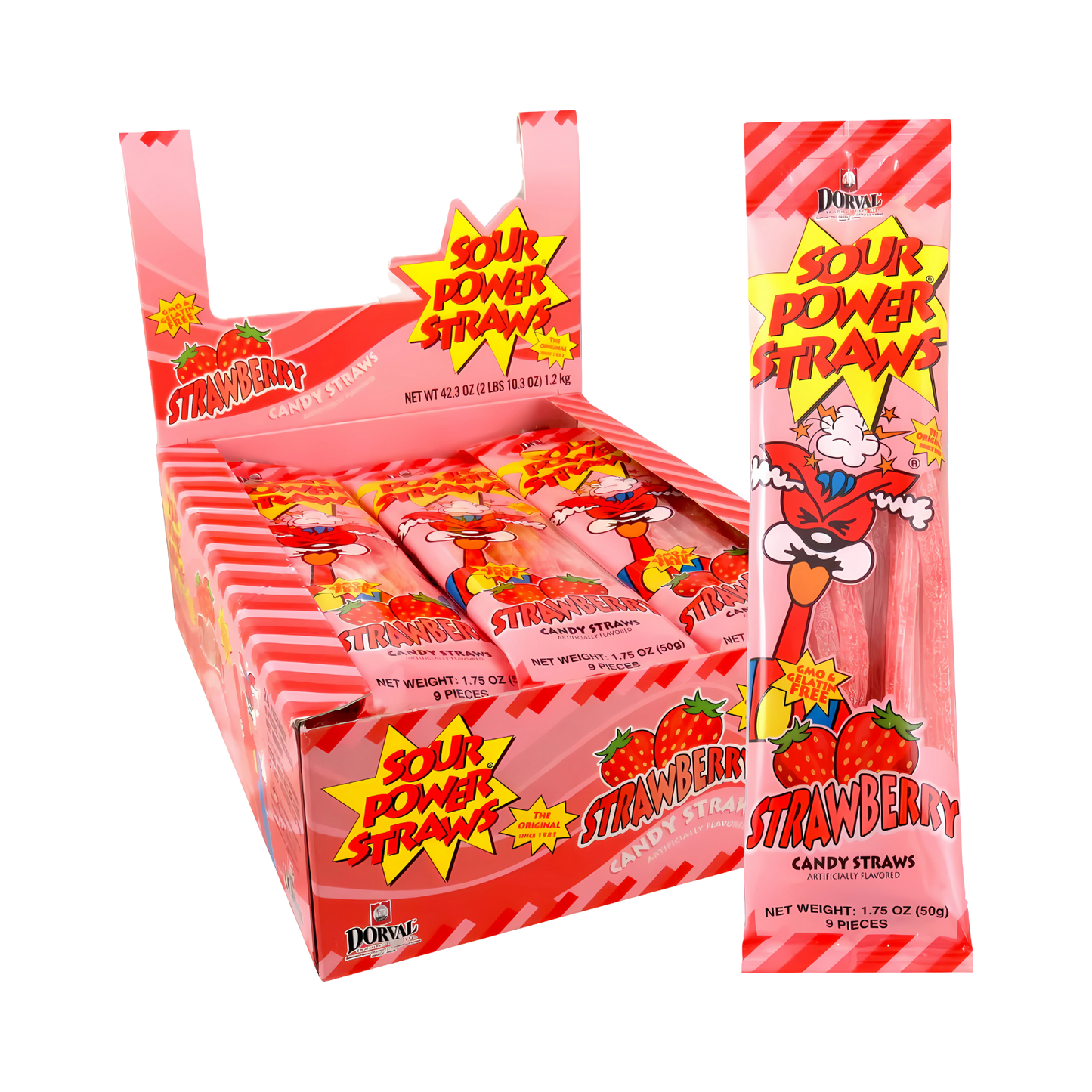 Sour Power Straws Strawberry 50g